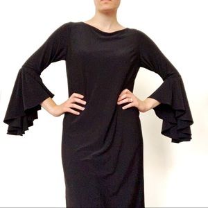 RN Studio Black Butterfly Sleeve Midi Dress